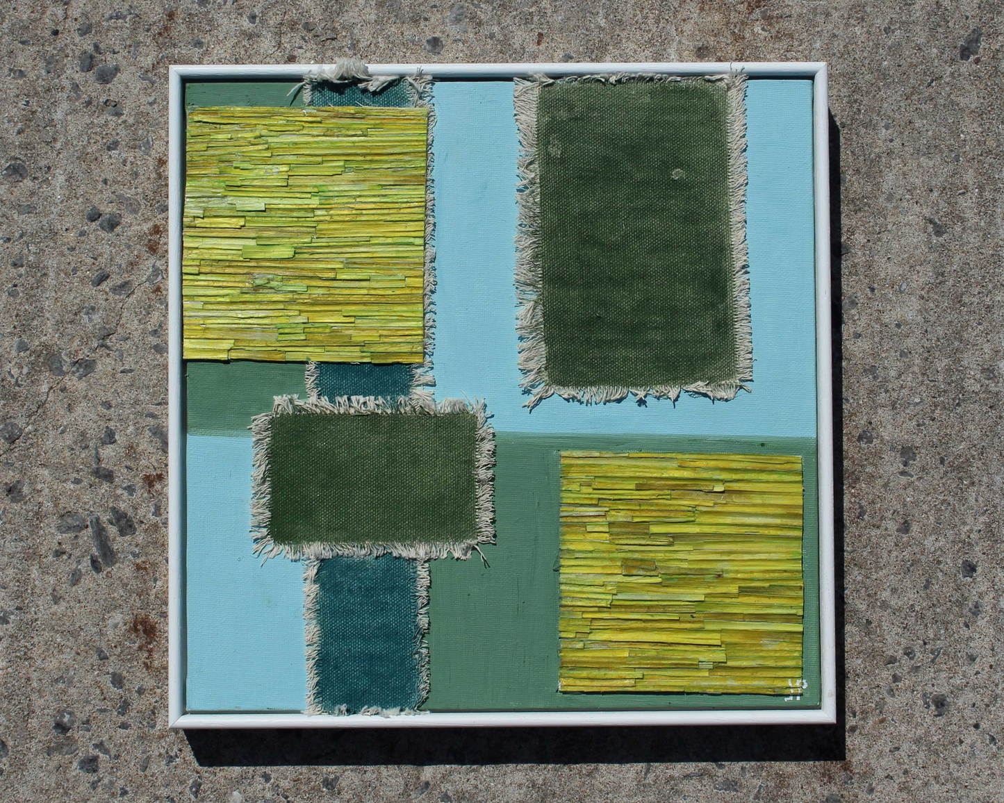 Square patchwork quilt green painting