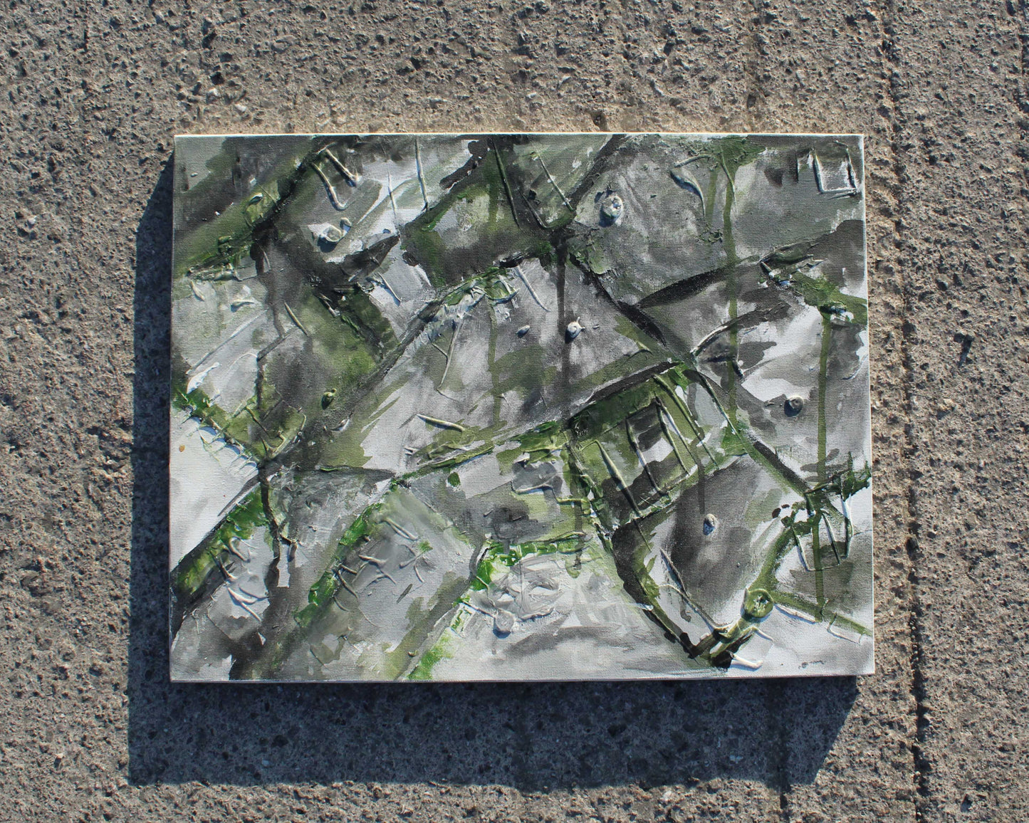 Abstract art piece on a textured surface