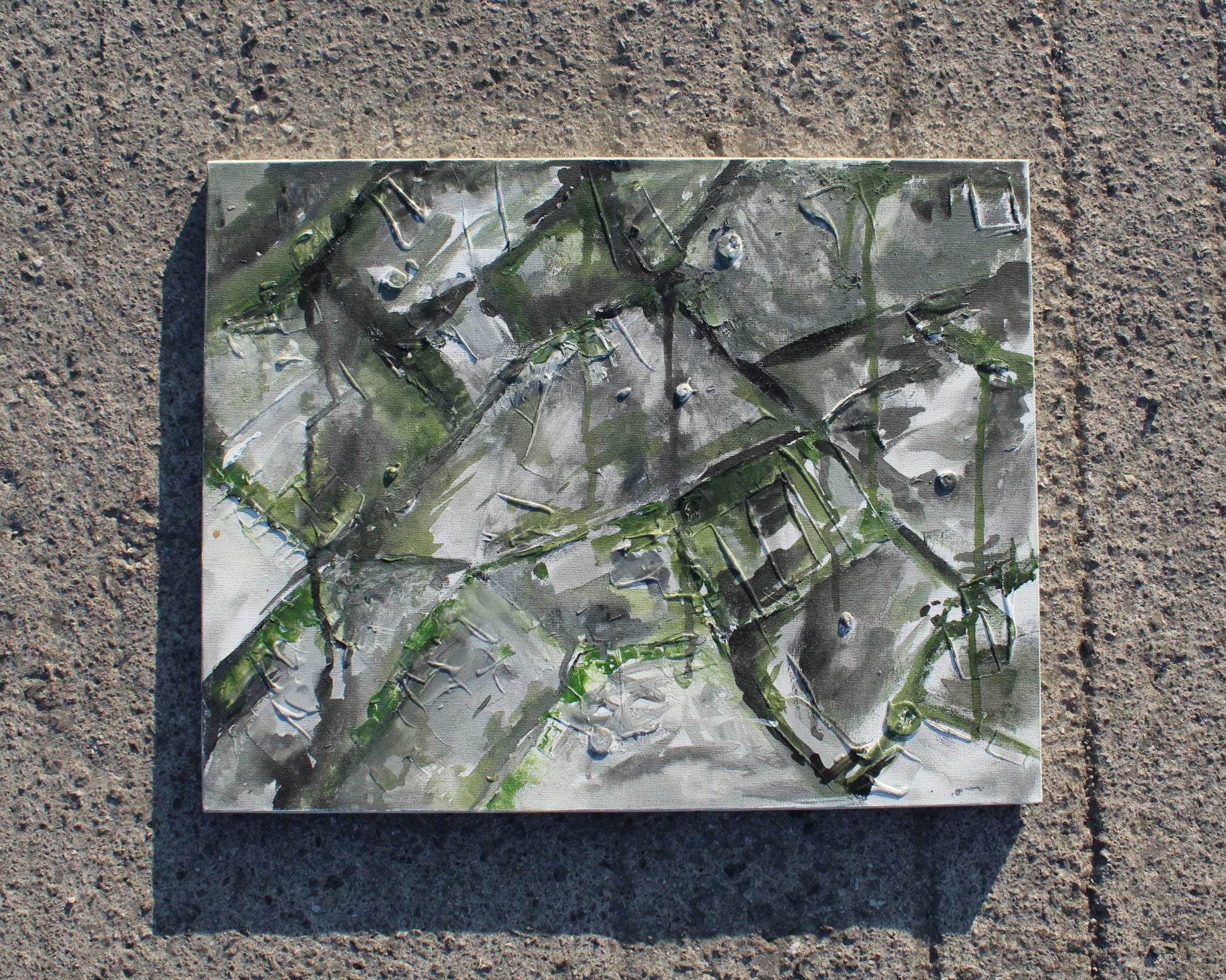 Abstract art piece on a textured surface